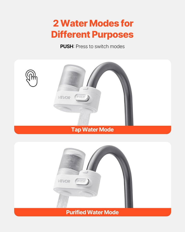 Faucet Mount Water Filters Sink Water Purifier For Kitchen White Vertical