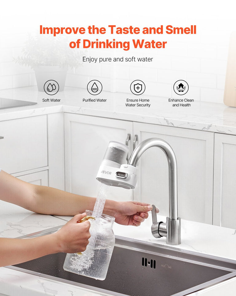 Faucet Mount Water Filters Sink Water Purifier For Kitchen White Vertical