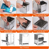 1Pc Portable Backpacking Stove For Camping Hiking Picnic BBQ Outdoor Cooker Folding Travel Charcoal Stove With Handle Carry Bag 2 Bolts