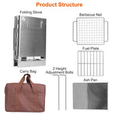 1Pc Portable Backpacking Stove For Camping Hiking Picnic BBQ Outdoor Cooker Folding Travel Charcoal Stove With Handle Carry Bag 2 Bolts